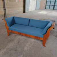 Antikes Biedermeier Sofa mit blauem Stoff – Bild 2