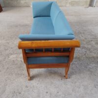 Antikes Biedermeier Sofa mit blauem Stoff – Bild 3