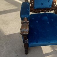 Royalblauer Armsessel und 6 Stühle – Bild 4