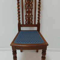 Antike Gründerzeit Stühle mit blauem Stoffbezug – Bild 2