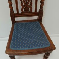 Antike Gründerzeit Stühle mit blauem Stoffbezug – Bild 4
