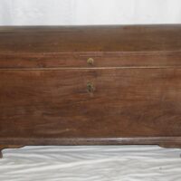 Runddeckeltruhe Biedermeier Eiche