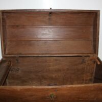Runddeckeltruhe Biedermeier Eiche – Bild 2